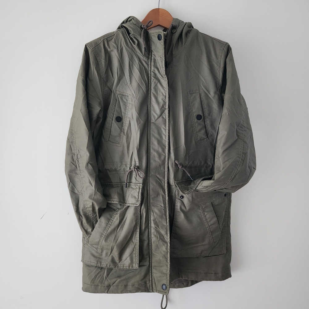 American Eagle Outfitters Khaki Utility Jacket Hooded, Windbreaker Sz XS